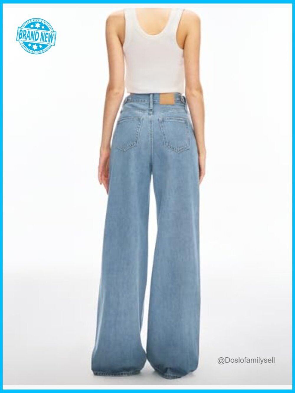 Adjustable Waist Baggy Jeans High Rise Wide Straight Leg Y2K Denim Pants - Picture 5 of 7